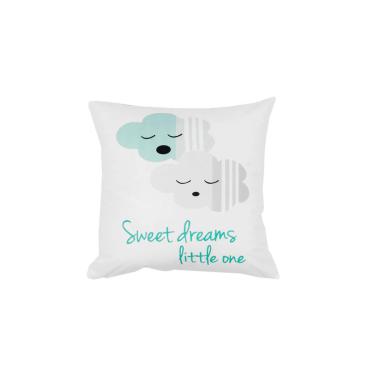 Imagem de Almofada Infantil Nuvem Branca Verde Fibra Siliconada 44cm
