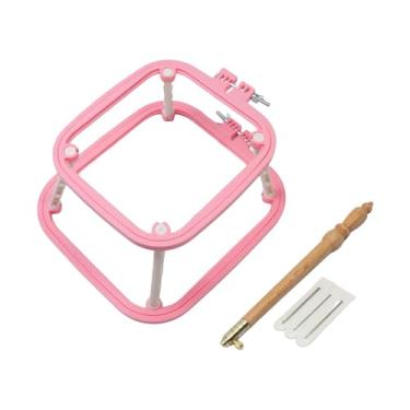 Imagem de KiBcsLic Bastidor de bordado de mesa, bastidor de ponto cruz, portátil, expositor, de bordado, de agulha perfurada para costura de bordado e quilting, Vermelho