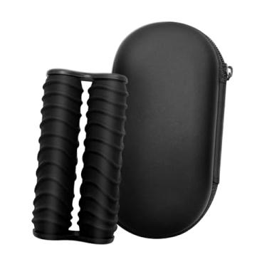Imagem de harayaa Rolo de massagem para as mãos, brinquedo para relaxamento dos dedos com bolsa de armazenamento, brinquedo portátil para relaxamento mãos, Onda Negra
