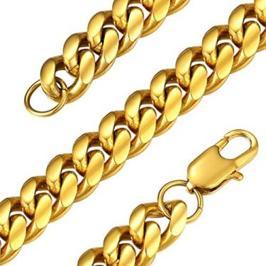 Imagem de Joia GoldChic clássica masculina grossa Miami Cuban/corrente Figaro em aço inoxidável 316l/banhado a ouro 18K/banhado a preto, 3 mm/6 mm/9mm/10 mm/12 mm/14 mm de largura, 14 a 30 polegadas de comprimento