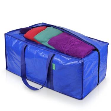 Imagem de Creative Green Life Sacos de mudança extra grandes e caixas de armazenamento de roupas com zíper forte e alças de transporte, empilháveis, caixas de transporte resistentes para dormitório de faculdade