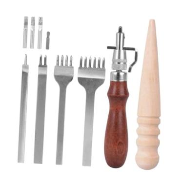 Imagem de KiBcsLic Kit de ferramentas para couro, kit de artesanato com furador de ponta, ferramentas de trabalho em couro, suprimentos para ranhurar, aparar cintos e