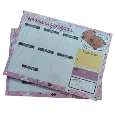 Imagem de Planner Semanal Capivara, Agenda Organizadora com Design Fofo, Bloco de Planejamento Diário em Tons Pastéis, Formato Semana Organizada