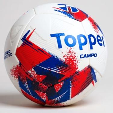 Imagem de Bola de Futebol Campo Topper Tamanho 5 Oficial Profissional Grama Natural Real Resistente Leve Adulto Juvenil Masculino Feminino PU 6 Gomos Branca Colorida - Edição Especial Limitada Exclusiva