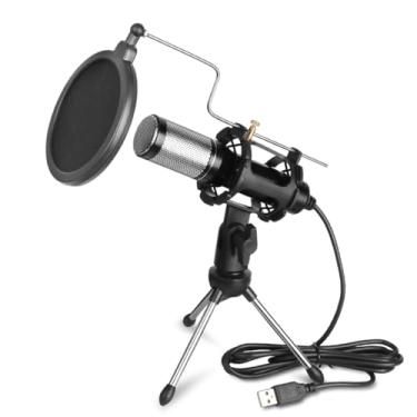 Imagem de bomaite Microfone de gravação de estúdio de som E300, microfone condensador de transmissão de karaokê para gravação ao vivo, suporte de mesa