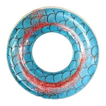 Imagem de Boia Inflavel Circular Redonda Com Glitter Grande 120cm Boia Piscina Adulto PVC Resistente Flutuacao Ideal Piscina Praia Natação(Azul)