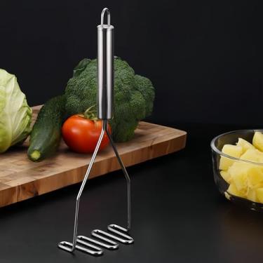 Imagem de Espremedor de batatas de arame de aço inoxidável, espremedor de frutas vegetais resistente de 9 pol, utensílio de cozinha para purê de batatas liso, sem grumos, prata