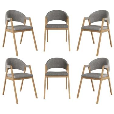 Imagem de Kit 6 Cadeiras de Jantar Suellen Estofada Linho