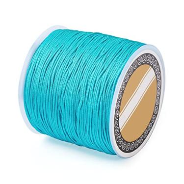 Imagem de Cordão de nylon 100 m de 0,8 mm verde marinho claro para macramê com nó chinês para fabricação de joias, materiais de embrulho Kumihimo, artesanato faça você mesmo
