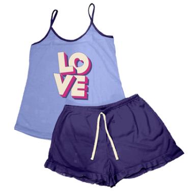 Imagem de SHORTS DOLL ALCINHA LOVE BASIC+, EM MALHA POLIESTER COM VISCOSE, REFERENCIA K429 NA COR AZUL GG