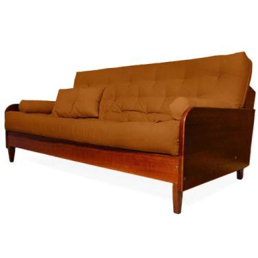 Imagem de Sofá Cama Paris II Sarja em Madeira Maciça Cor Imbuia - R9 Design Futo