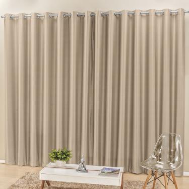 Imagem de Cortina Madri para Trilho Comum Tecido Semi Blackout 3,00m x 2,50m Sala Quarto - Bege