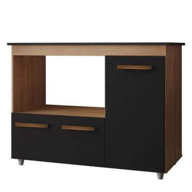 Imagem de Balcão Para Cooktop 4 Bocas 3 Portas 114 Cm Ana Savana Preto Mobbs Sav