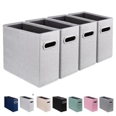 Imagem de ComfortKeeper Pacote com 4 caixas de armazenamento de arquivos tamanho carta dobrável, organizador de pastas de arquivos de tecido, suporte portátil de documentos de escritório com alça de metal