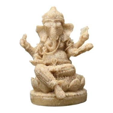 Imagem de Generic Estátua do Senhor Ganesha, escultura religiosa de Buda, peça decorativa colecionável, ornamento, estatueta de Ganesha para painel de carro ou estante, Cáqui 4.7x4.2x6cm