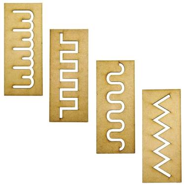 Imagem de Kit Pedagógico com 4 Réguas de Linha Vazada, MDF Cru, 10 x 24cm, Corte a Laser, Material Educativo para Traçado