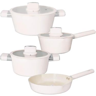 Imagem de Jogo De Panelas Indução Cerâmica Chicago Branca 4 Peças