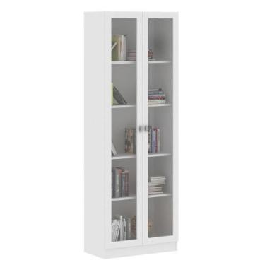 Imagem de Estante Escritório 2 Portas Vidro Cannes 171X59 Branco - LYAM DECOR