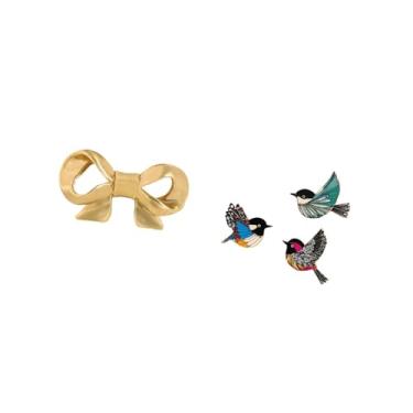 Imagem de Fenteer Puxador de Móveis em Latão com Laço E Pássaro, Puxador de Gaveta de Madeira com Pássaros Voando, Fácil de Instalar, para Armário, Cômoda, Decoração de