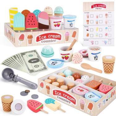 Imagem de Brinquedos de sorvete Melofaver Wooden para crianças de 3 a 5 com aces