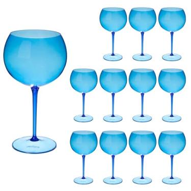 Imagem de Taça De Gin Curves 600ml Kit 12un Acrílico Alto Padrão (AZUL SAFIRA)