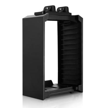 Imagem de Suporte TNP + Carregador Controlador + Organizador de Armazenamento de Jogos – Estação de Carregamento Vertical Dock Charge para DualShock Controller, Bluray Game Case Suporte de Armazenamento Torre Acessórios 4 em 1 [PlayStation 4]