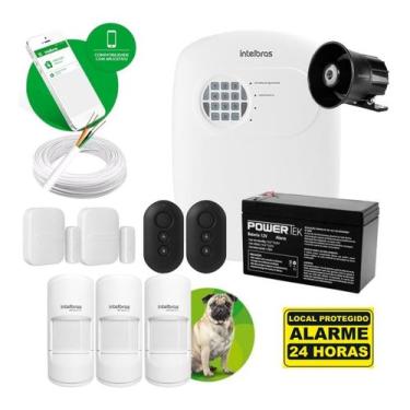 Imagem de Kit Alarme Intelbras 2 Sensor Magnético 3 Infravermelho Pet