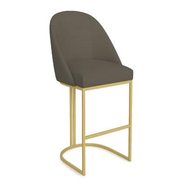 Imagem de Banqueta Alta Bela Suede Base Metálica Industrial Dourado - Pallazio Cor Marrom Rato
