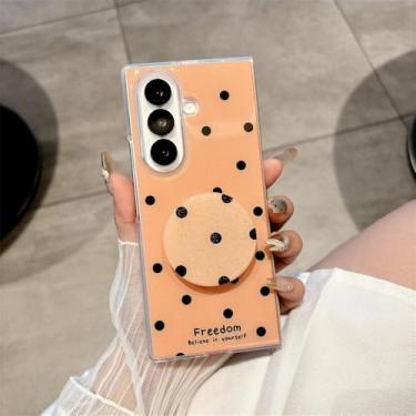 Imagem de Capa protetora moderna com cola e bolinhas redondas para Samsung Galaxy Z Fold 7 6 5 4 Fold7, suporte dobrável, capa macia à prova de choque, amarela, para Galaxy Z Fold6