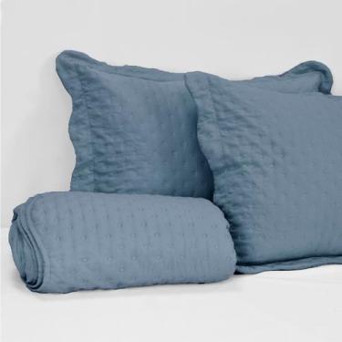 Imagem de Cobre Leito Genebra Casa Di Valle Queen Liso 400 Fios Macio, Azul-Petr