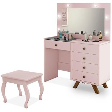 Imagem de Kit Penteadeira Com Banqueta Em Mdf Rose
