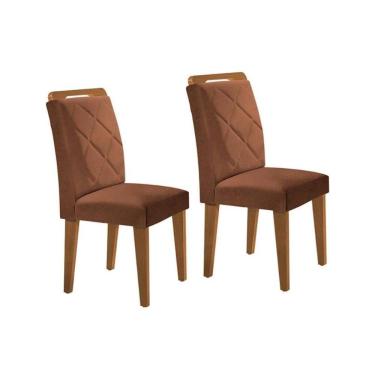 Imagem de Kit 2 Cadeiras Sala Jantar Melissa 2 Un Madeira Capuccino Suede Marrom Rufato