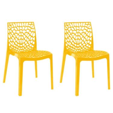 Imagem de Kit 2 Cadeiras Gruvyer Estrutura Em Polipropileno Fratini Amarelo