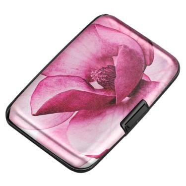 Imagem de ELFISH Mini carteira de alumínio RFID porta-cartões de crédito capa de metal para identidade masculina e feminina (magnólia rosa), Magnólia rosa