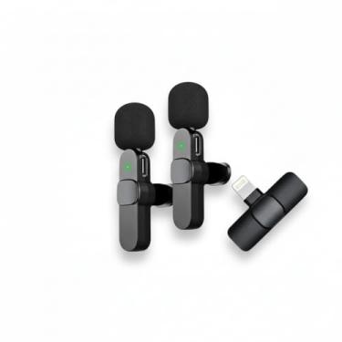 Imagem de Microfone de Lapela sem fio 2peças para iPhone iPad compativel iphone,1 transmissor suporta 2 microfones, redução de ruído, para gravação, entrevista, vloggers, YouTube, TikTok,Facebook entre outros