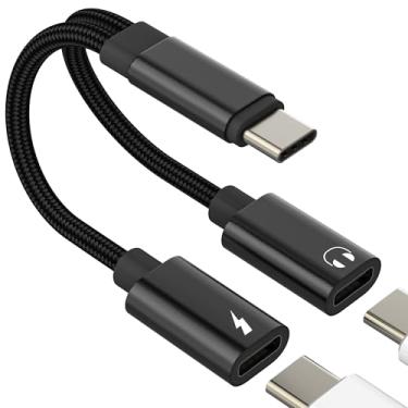 Imagem de Divisor USB C para iPhone 17 16 15 Pro Max (2 em 1) adaptador de cabo auxiliar duplo tipo C para carregador conversor de fone de ouvido carregador de áudio porta fêmea para Apple para iPad Galaxy
