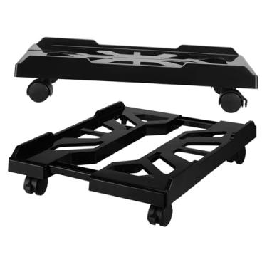 Imagem de Adjustable Computer Stand with Locking Wheels Telescopic Pc Floor Stand for Home and Office Mobile CPU Holder with Sturdy Frame for Easy Movement and Stability