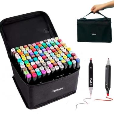 Imagem de Canetas Coloridas Canetinhas Marcador TOUCH Kit Profissional Premium Desenho Conjunto 24,36,48,60,80,120 Cores Canetinha Colorida Ponta Dupla Permanente Colorir Escolar Artistico Duas Pontas (120)