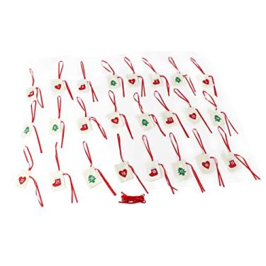 Imagem de Saco de calendário de advento de Natal Design de guirlanda de feltro Calendário de contagem regressiva reutilizável para decorações de férias Lareira de parede pendurada Material