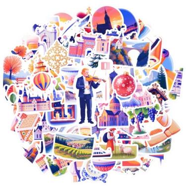 Imagem de 100 peças de adesivos de viagem cultura sazonal arquitetura de férias adesivos de brinquedo adesivos de graffiti para telefone faça você mesmo, guitarra, notebook, mala, copo faça você mesmo, telefone