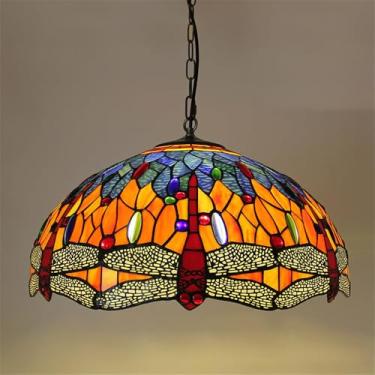 Imagem de Luminária pendente contemporânea de luxo em vidro colorido com LED, estilo retrô americano, ideal para sala de estar, restaurante, quarto, hotel, casa de campo, corredor, café, bar ou escada