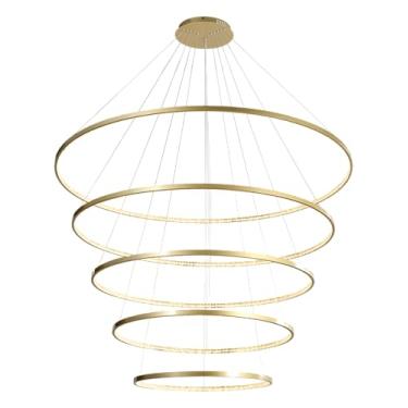 Imagem de Pendente Dourado Com 5 Aneis 157W 3000K Ref.: Sl-0515/H5 Gold