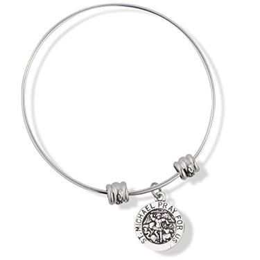 Imagem de Dave The Bunny Saint Michael Pray For Us Pingente Redondo Chique Pulseira