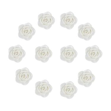 Imagem de Kit C/12 Miçangas em Resina Flor Rosa Branca 2 cm