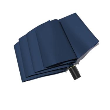 Imagem de barenx Guarda-chuva elegante, guarda-chuva dobrável automático premium, guarda-chuva com proteção UV, guarda-chuva compacto - 8/10/24/60 costelas, 8 nervuras, alça dourada, azul escuro
