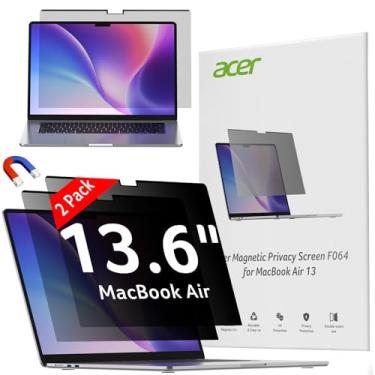 Imagem de acer [Pacote com 2] Tela de privacidade de laptop para MacBook Air de 13 polegadas (2022-2025 M1, M2, M3, M4), filtro de privacidade para monitor de computador antiespião/luz azul antirreflexo