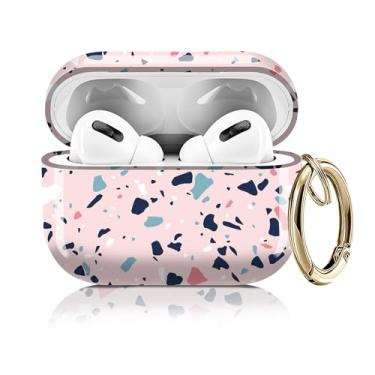 Imagem de Capa compatível com AirPod Pro 2ª/1ª geração 2023/2022/2019, capas fofas com chaveiro dourado para Air Pod Pro 2 e 1, para homens, mulheres e meninas (mármore rosa)