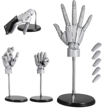 Imagem de Modelo flexível articulado para a mão direita para desenho, articulações de dedo ajustáveis para artistas, manequim de mão abdominal para fotografia e joias