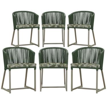 Imagem de 6 Cadeiras De Jantar Noronha Fendi Corda Náutica E5 Trama Verde