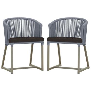 Imagem de 2 Cadeiras De Jantar Noronha Fendi Corda Náutica E9 Trama Prata